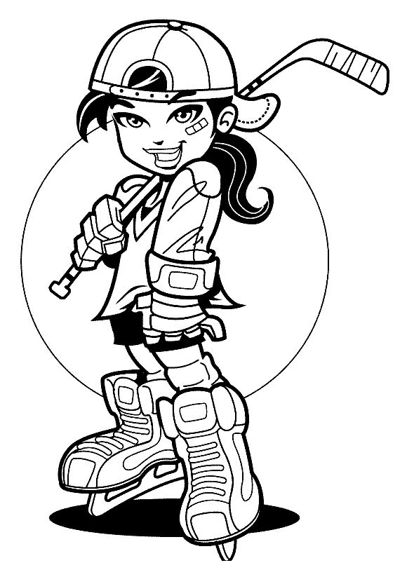 Hockey girl coloring page