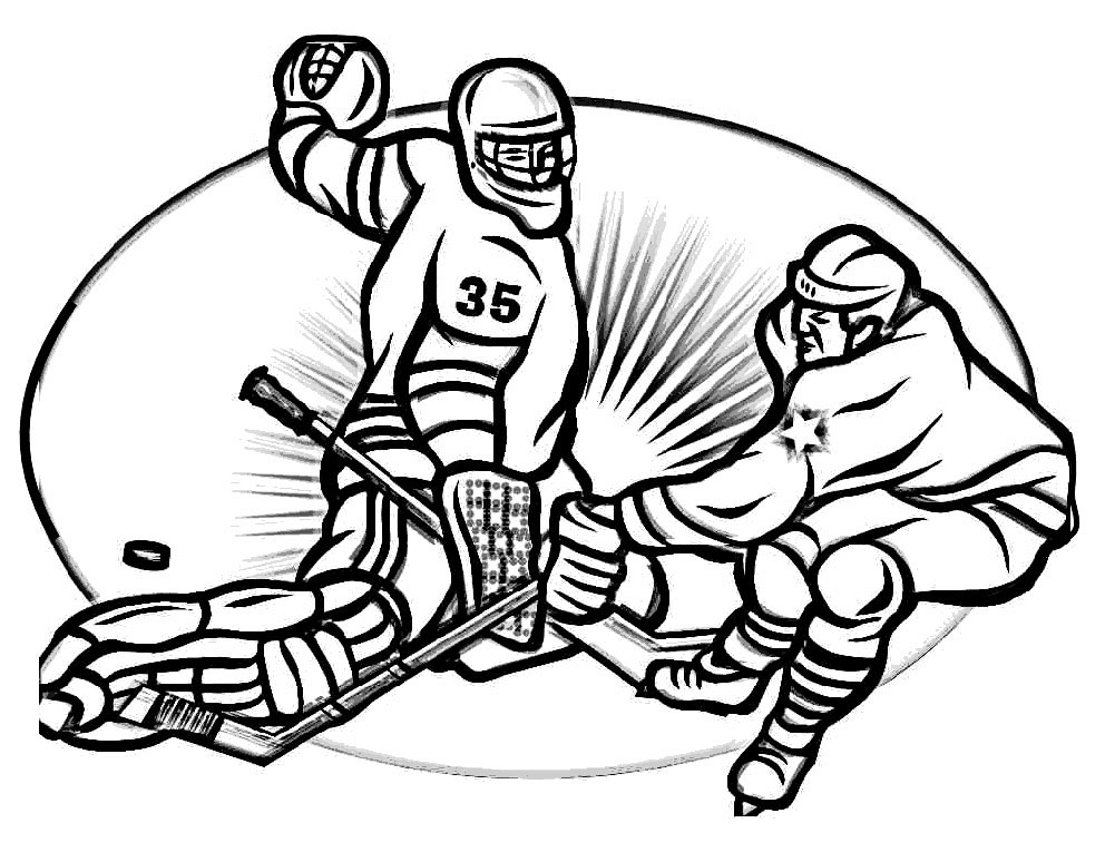 Goalie and player coloring page