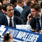 Toronto Maple Leafs draft Kyle Dubas talking on the phone
