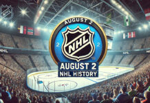 NHL logo with the words August 2 NHL history below the logo
