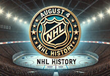 NHL logo with the words August 4 NHL history