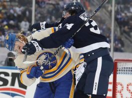 NHL Player safety has suspended Auston Matthews two games for cross-checking Buffalo’s Rasmus Dahlin.