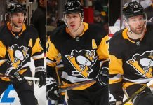 Evgeni Malkin, Kris Letang and Bryan Rust.