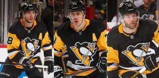 Evgeni Malkin, Kris Letang and Bryan Rust.