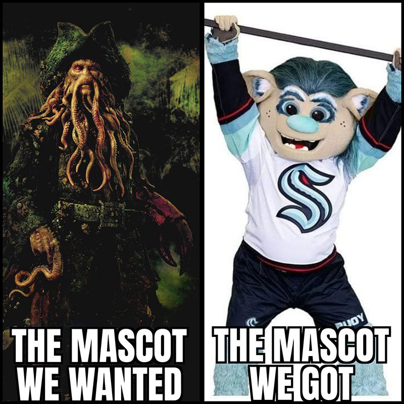 Gritty with a suggestion for the Seattle Kraken mascot 😂