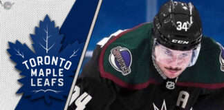 Picture of Auston Matthews in a Arizona Coyotes jersey. Will he re-sign in Toronto?