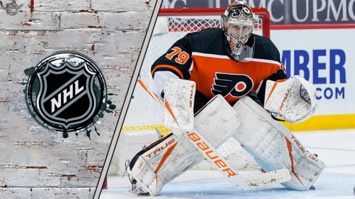 Picture of Carter Hart. Flyers have let teams know he is available for trade. Leafs, Sabres, Senators all have interest.