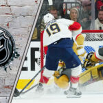 Stanley Cup Game 3 Betting Preview Picture of Matthew Tkachuk shooting on Adin Hill of the Vegas Golden Knights.