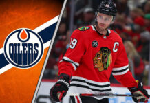 Picture of Jonathan Toews. Will the Oilers sign him this offseason?