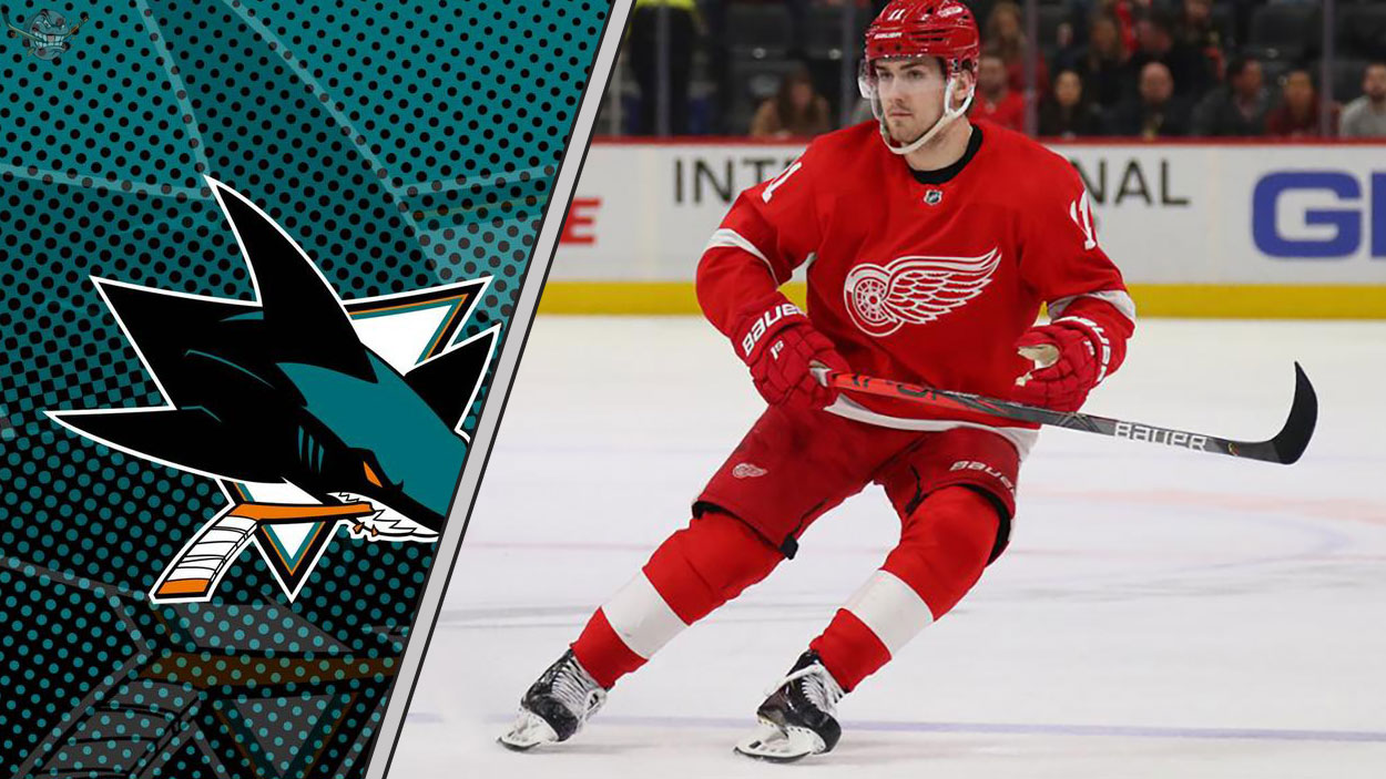 Picture of Filip Zadina. He has signed a one-year deal with the Sharks.