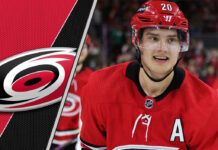 Picture of Sebastian Aho. He has signed an eight contract extension with the Hurricanes.