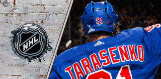 Picture of Vladimir Tarasenko in a New York Rangers jersey. Will he sign with the Senators, Hurricanes, Panthers or Sharks?