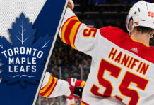 Picture of Noah Hanifin. Will he be traded to the Toronto Maple Leafs for William Nylander?