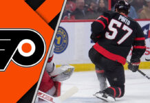 Picture of Ottawa Senators Shane Pinto. Will he be traded to the Philadelphia Flyers?
