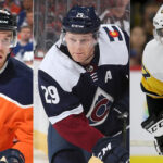 The top 3 players from Canada for the 2023-24 NHL Season Picture of Connor McDavid, Nathan Mackinnon and Sidney Crosby.