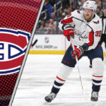 Washington Capitals and Montreal Canadiens logos side-by-side representing potential trade talks, with emphasis on key players like Anthony Mantha and possible acquisition Connor Garland.