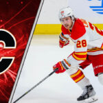 Contract Talks Linger: Elias Lindholm and the Calgary Flames Picture of Calgary Flames forward Elias Lindholm skating with the puck.