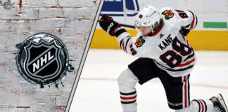 Picture of Patrick Kane shooting a puck. Will he sign with the Detroit Red Wings or Buffalo Sabres?