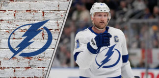 Picture of Tampa Bay Lightning captain Steven Stamkos celebrating a goal.