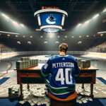 Elias Pettersson in discussion with Canucks management about his contract