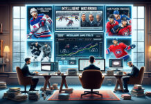NHL Betting Strategies Infographic with Player Stats Analysis, Team Strategy Discussion, Historical Trends Review, and Decision-Making Meditation