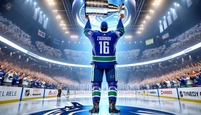 Nikita Zadorov in Vancouver Canucks jersey following his trade from the Calgary Flames
