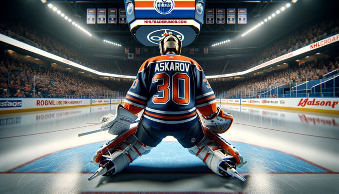 WIll the Oilers trade for Yaroslav Askarov? Illustration of Edmonton Oilers discussing a potential trade for Nashville Predators' prospect Yaroslav Askarov