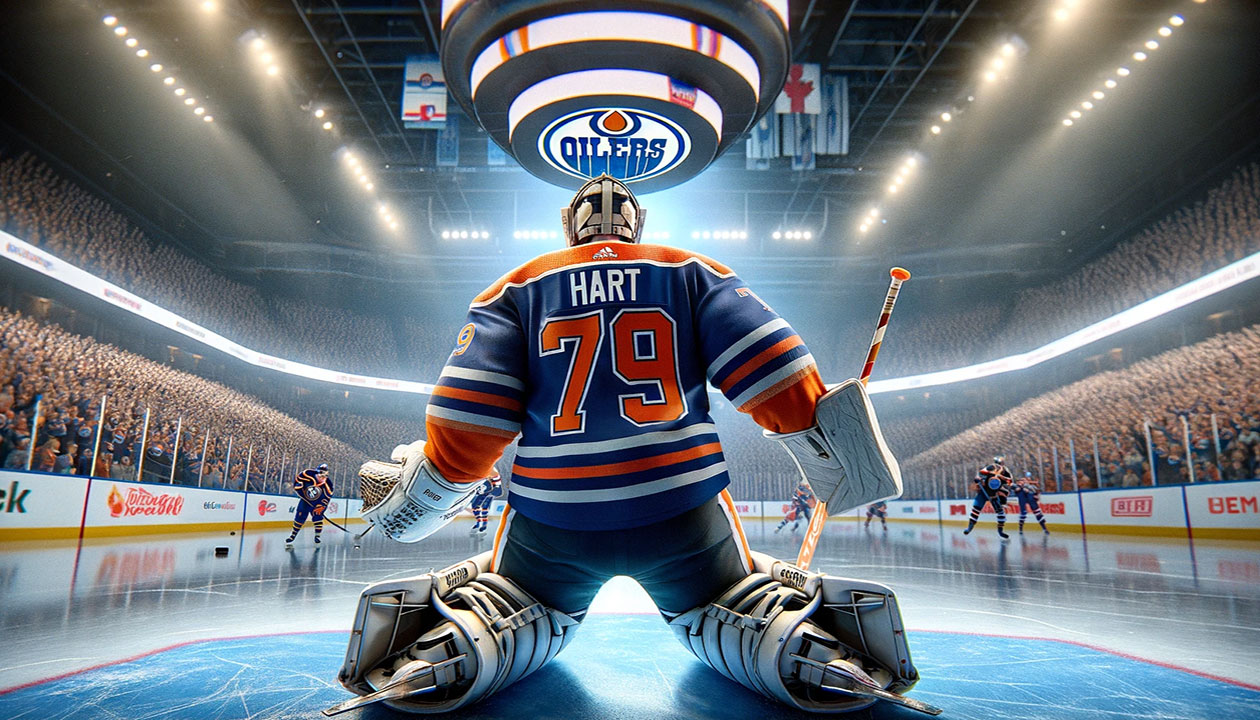 "Carter Hart in action, potential new goalie for Edmonton Oilers following trade rumors