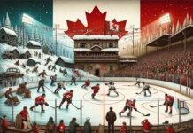 Picture of the evolution of hockey in Canada.