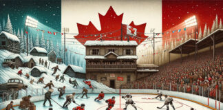 Picture of the evolution of hockey in Canada.