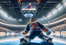Jack Campbell in action, Edmonton Oilers potential starting goalie