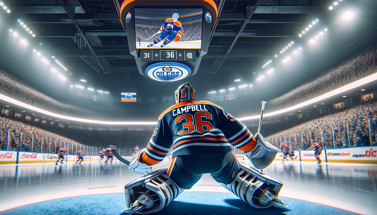 Jack Campbell in action, Edmonton Oilers potential starting goalie