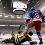 Jacob Trouba Receives Maximum Fine for Slashing Incident in NHL Game Jacob Trouba on ice during a New York Rangers NHL game slashing Trent Frederic