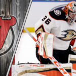 John Gibson in action, a potential goaltending solution for the New Jersey Devils