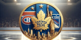 Picture of the 3 most valuable NHL franchises, which are the Toronto Maple Leafs, New York Rangers, and Montreal Canadiens.