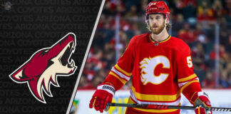 Arizona Coyotes discussing trade for Calgary Flames defenseman Noah Hanifin in NHL trade talks.