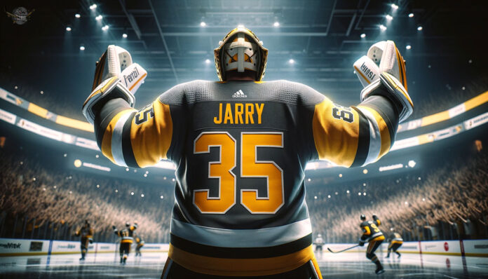 Pittsburgh Penguins goalie Tristan Jarry scoring his historic NHL goalie goal