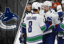 Picture of Vancouver Canucks celebrating a goal.