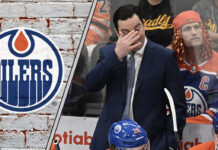 Picture of Edmonton Oilers coach Jay Woodcroft. Will the Oilers make a coaching change?