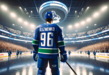 Andrei Kuzmenko in Canucks jersey, potential trade candidate for Vancouver Canucks