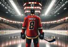 : Chris Tanev in Calgary Flames jersey, speculation on trade status