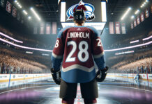 Elias Lindholm in action, a key trade target for the Colorado Avalanche