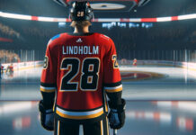 Elias Lindholm in action, with potential trade to Bruins, Avalanche or Hurricanes highlighted