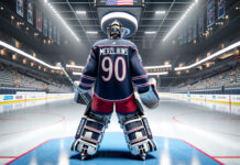 Elvis Merzlikins in Columbus Blue Jackets gear, amidst 2023-24 season trade rumors
