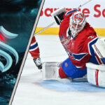 Seattle Kraken Eyeing Trade for Montreal Canadiens’ Jake Allen Seattle Kraken logo and Jake Allen in Montreal Canadiens gear, symbolizing potential NHL trade talks