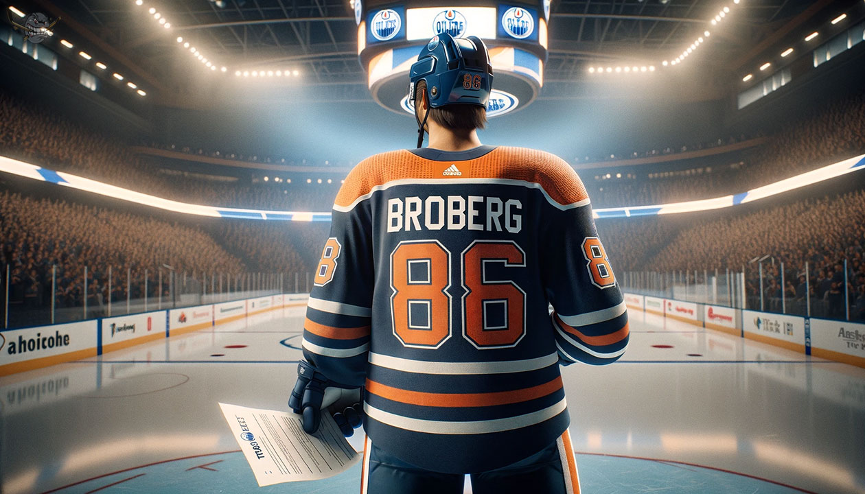 Philip Broberg in Edmonton Oilers jersey, speculation on potential trade destinations