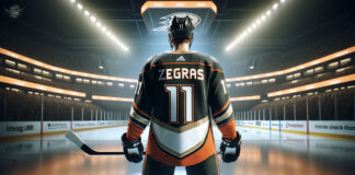 Trevor Zegras in Anaheim Ducks jersey amid trade speculation