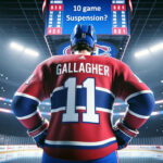 How many games will Brendan Gallagher be suspended? Brendan Gallagher receiving a match penalty for illegal check on Adam Pelech in an NHL game