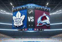 Colorado Avalanche vs Toronto Maple Leafs NHL game preview, player close-ups, and team logos