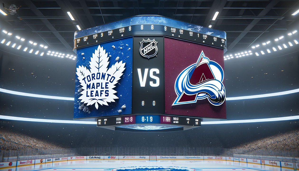 Colorado Avalanche vs Toronto Maple Leafs NHL game preview, player close-ups, and team logos